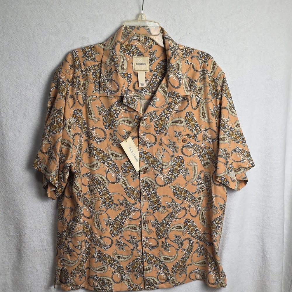 Saddlebred Tan Paisley Casual Button Down Shirt
